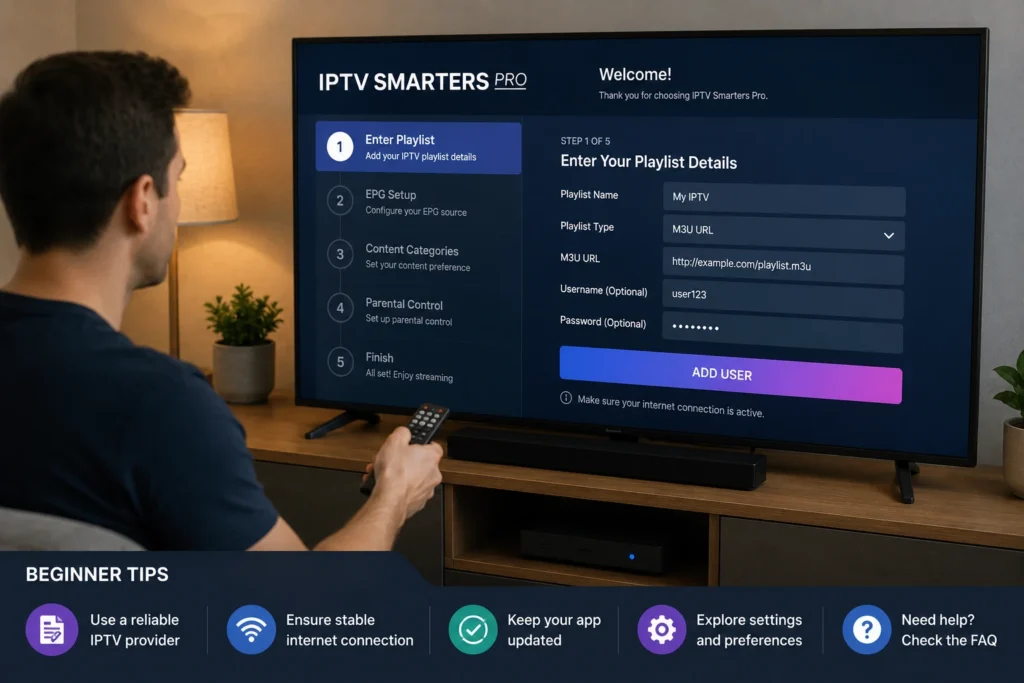 IPTV tips for beginners setup screen
