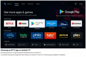 Android TV IPTV setup app selection in Google Play Store