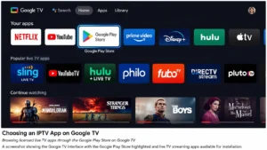Google TV IPTV guide app selection in Google Play Store